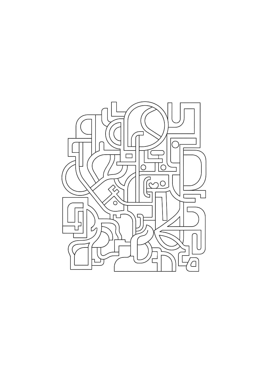 Este é um desenho abstrato de formas aleatórias para colorir.