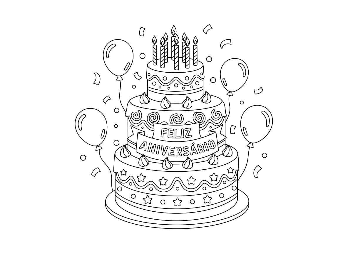 Um bolo de aniversário com velas.