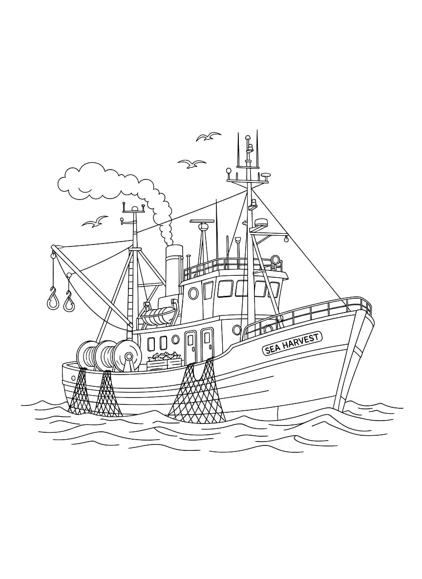 A large fishing boat on the water.