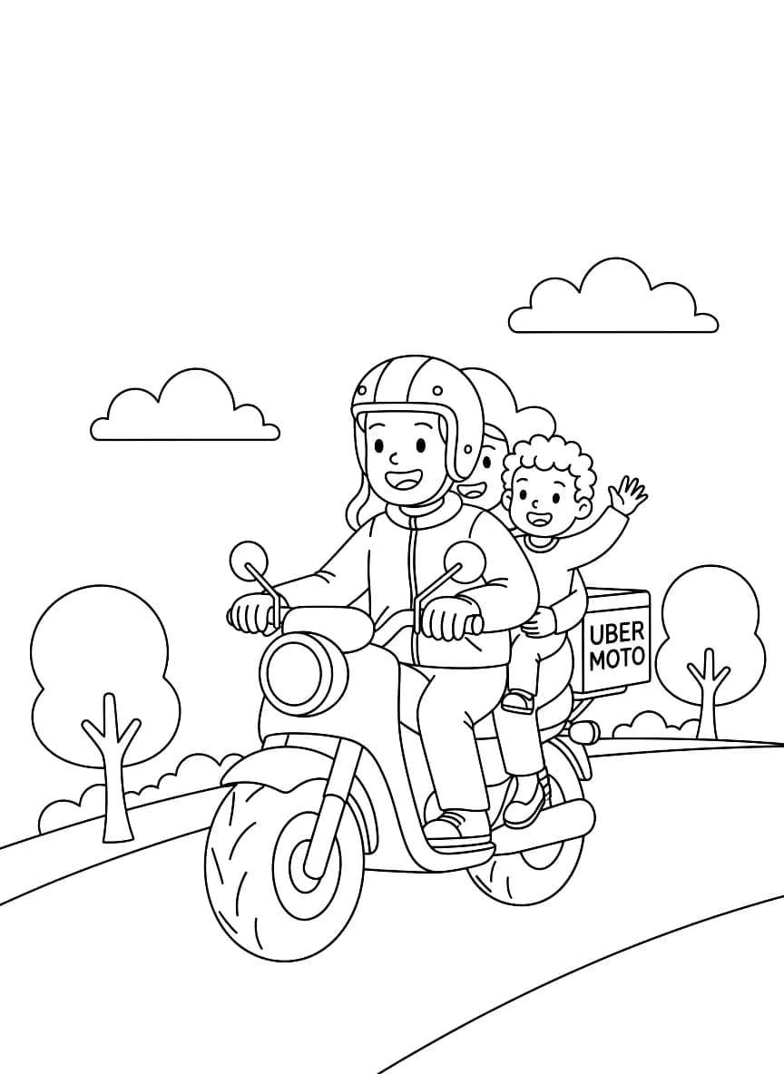 A man driving a motorcycle with a woman and child as passengers.