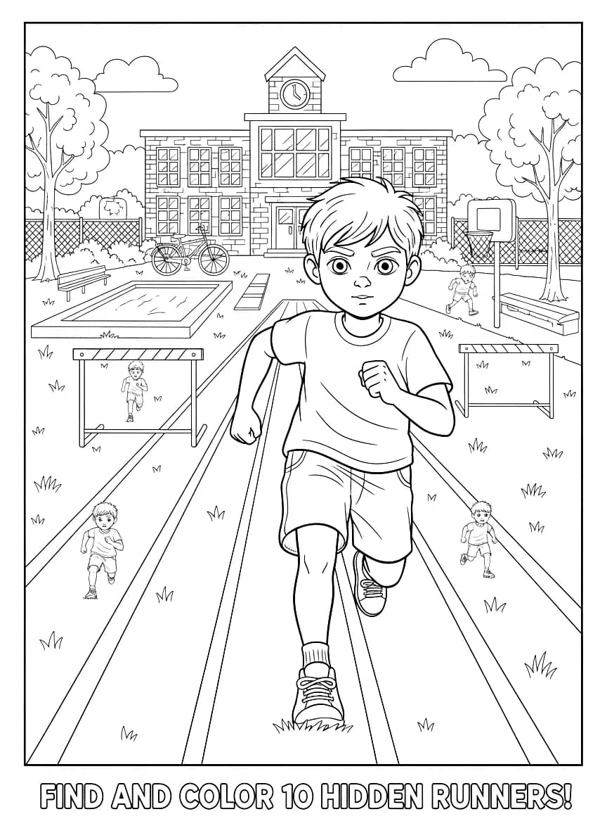 A boy running track at school.