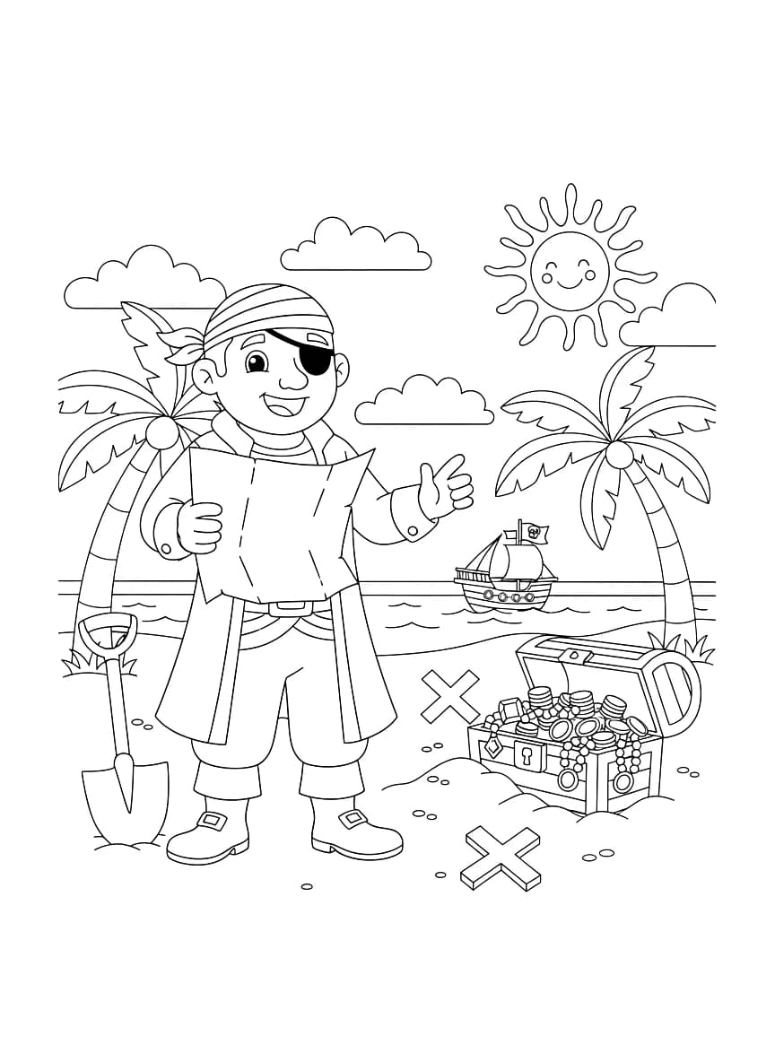 Um pirata procurando tesouro.