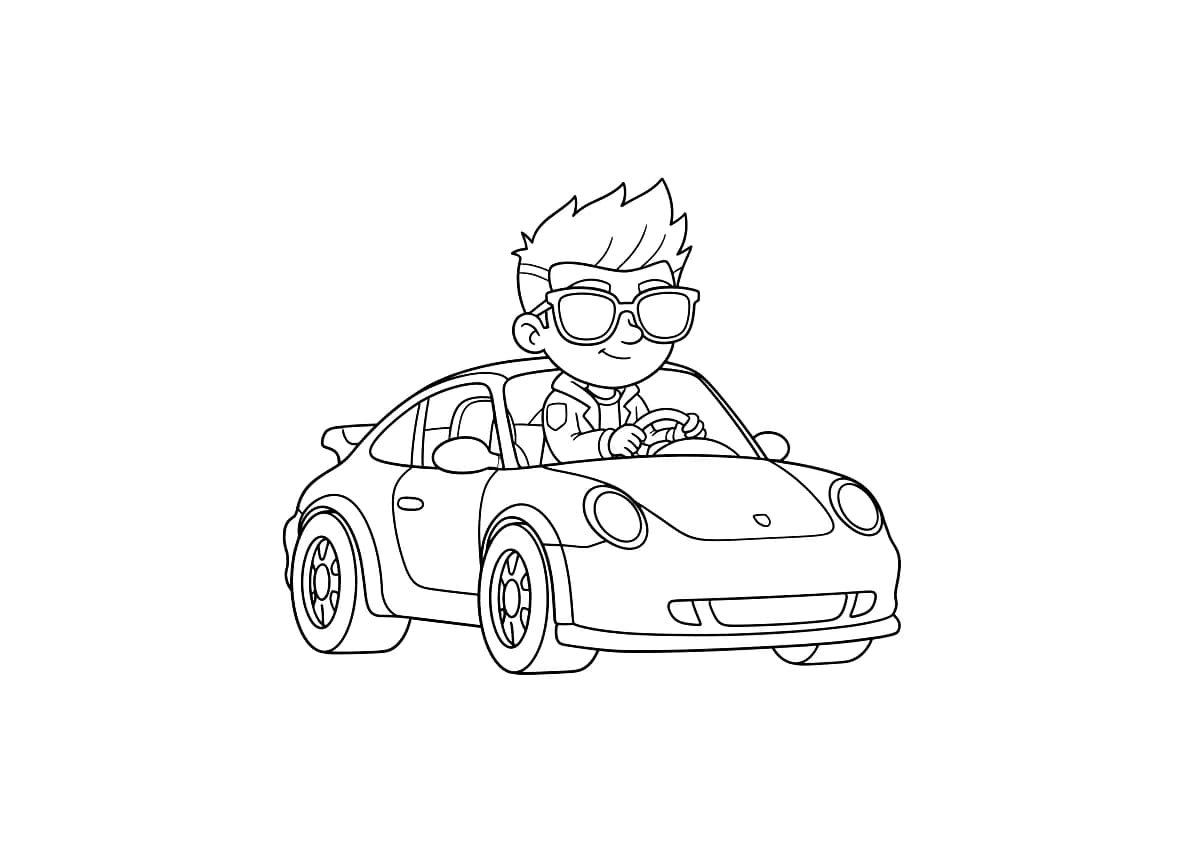 Um carro esportivo com um motorista estiloso.