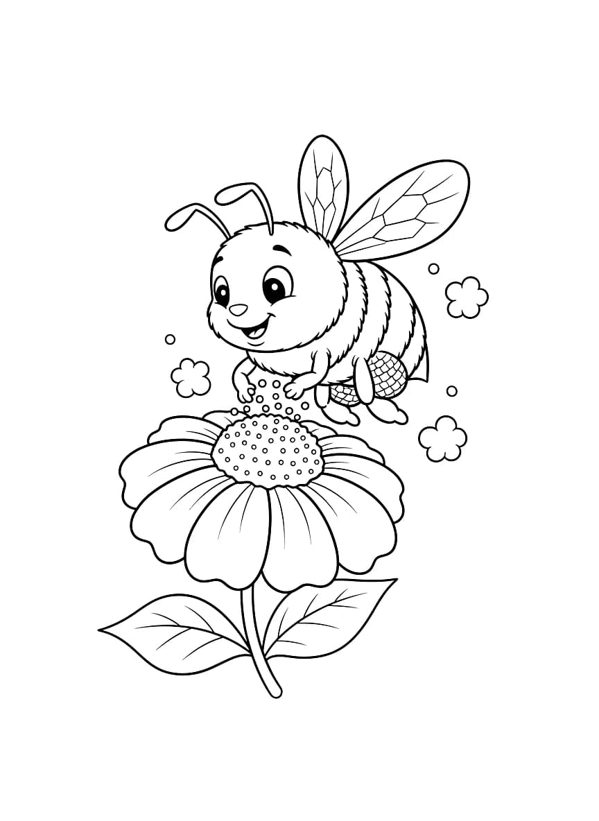Uma abelha coletando pólen em uma flor.