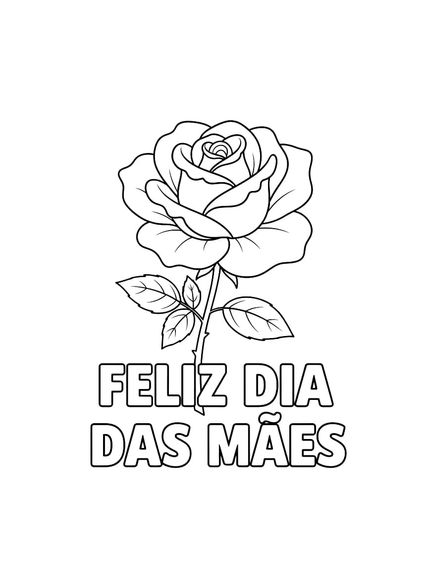 Uma linda rosa com a frase "Feliz Dia das Mães".