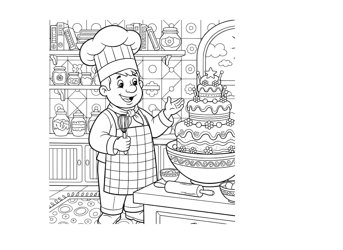 A chef cooking a delicious cake.