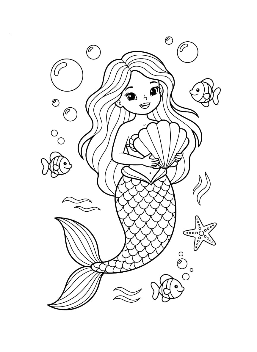 A mermaid swimming happily.