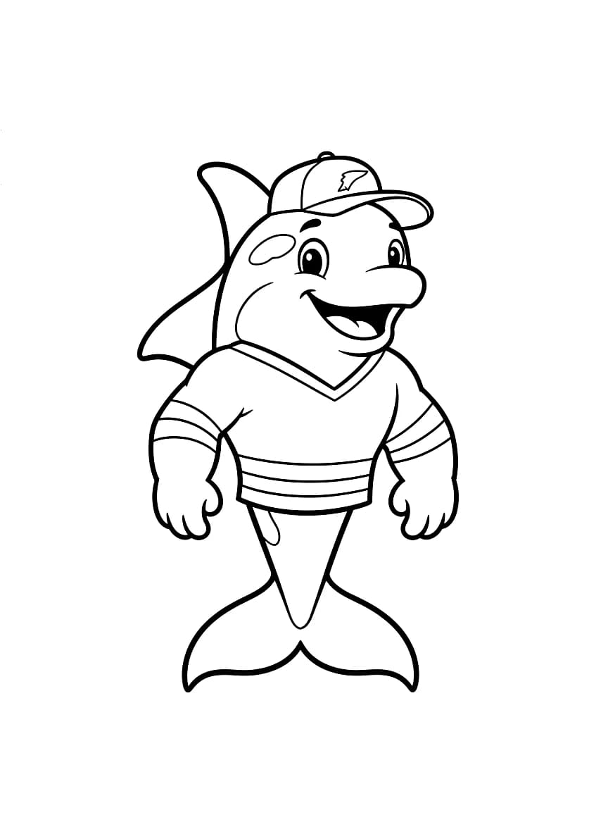 A combination man and orca whale mascot.