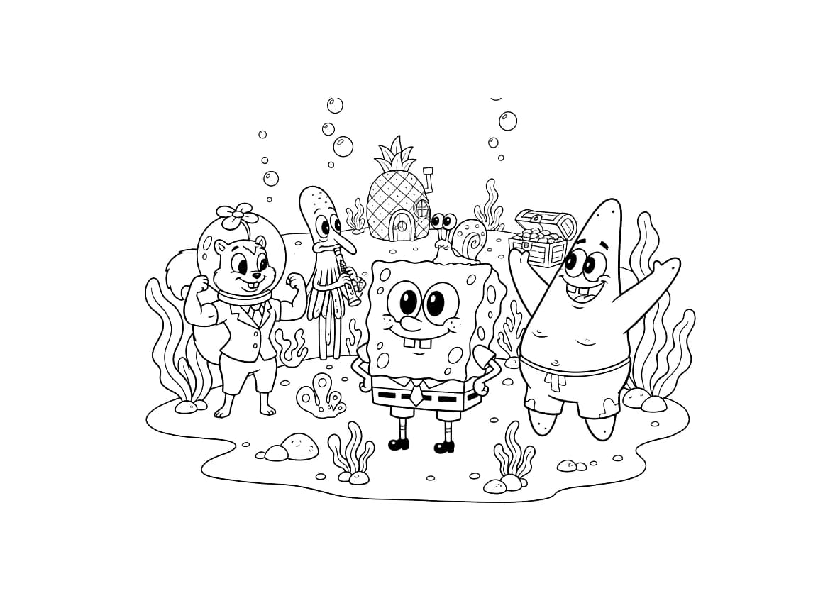 Amigos do mar brincando juntos.