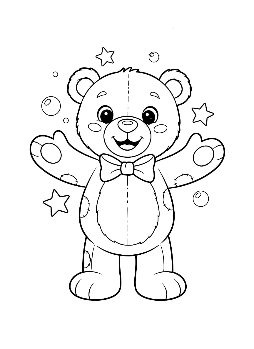 Um ursinho fofinho e amigável, esperando para ser colorido.