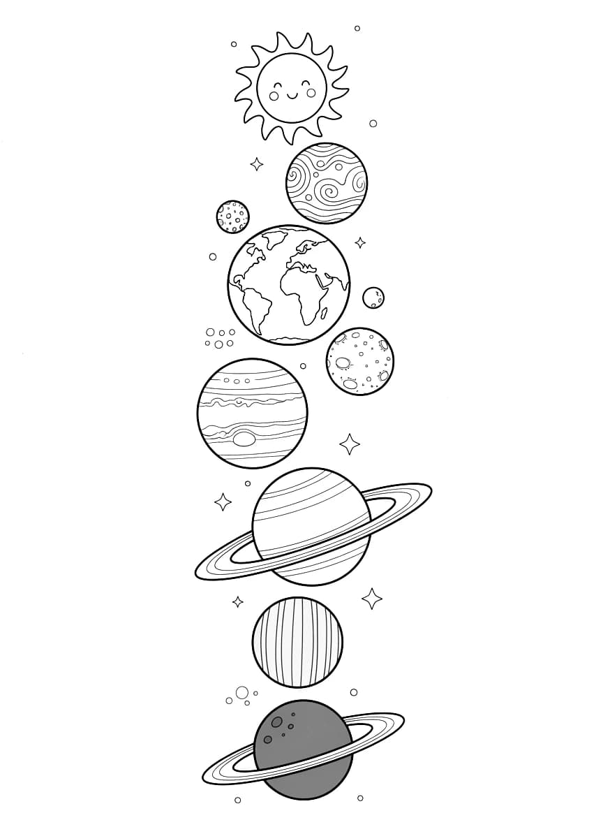 Alle planeten in ons zonnestelsel.