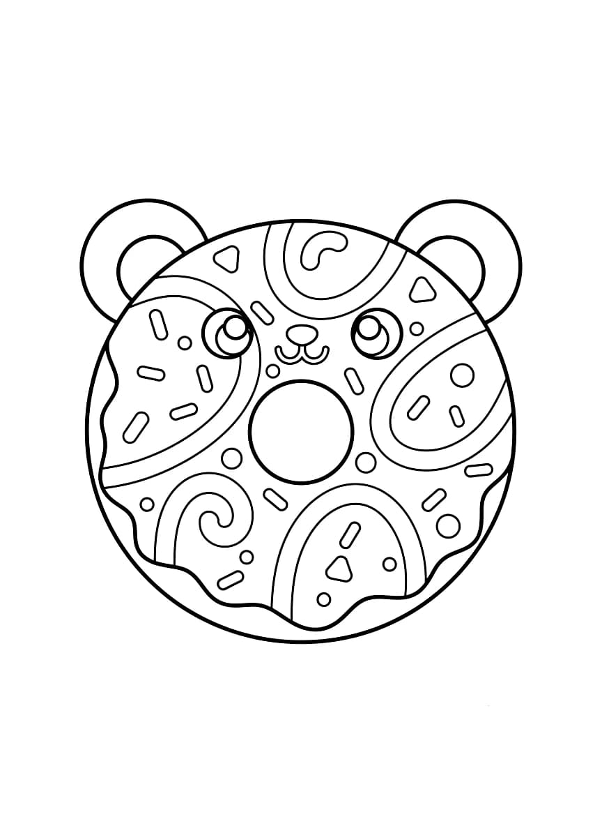 Um donut fofo com orelhas de bichinho.