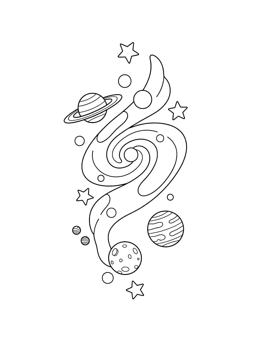 A galaxy with planets and stars.