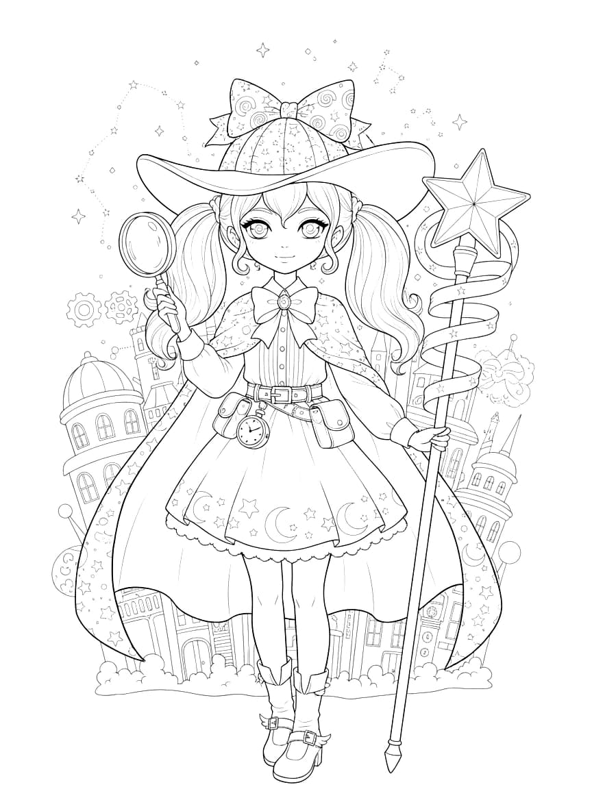 探偵の服を着たかわいい魔法少女