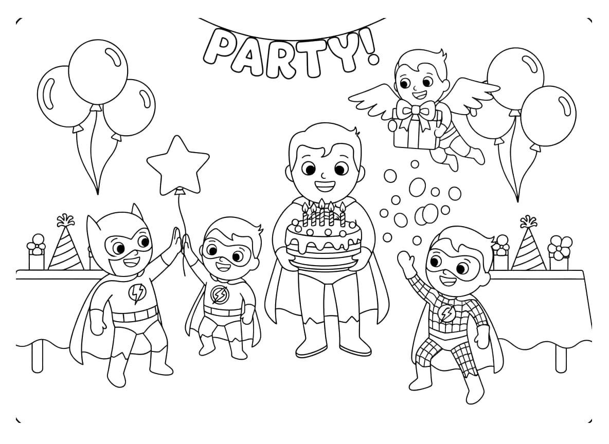 A group of superheroes are at a party.