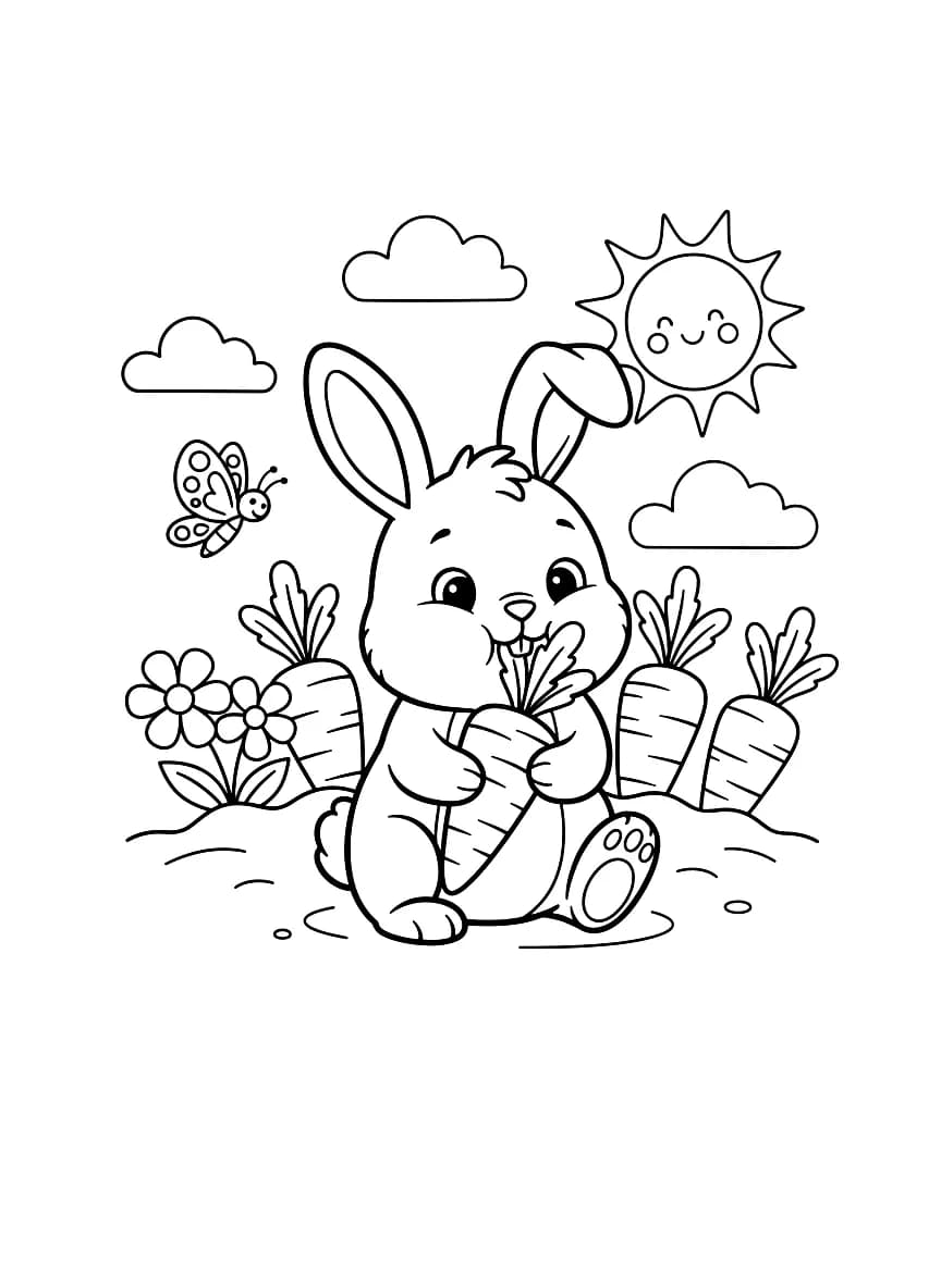 A little bunny nibbling on a carrot