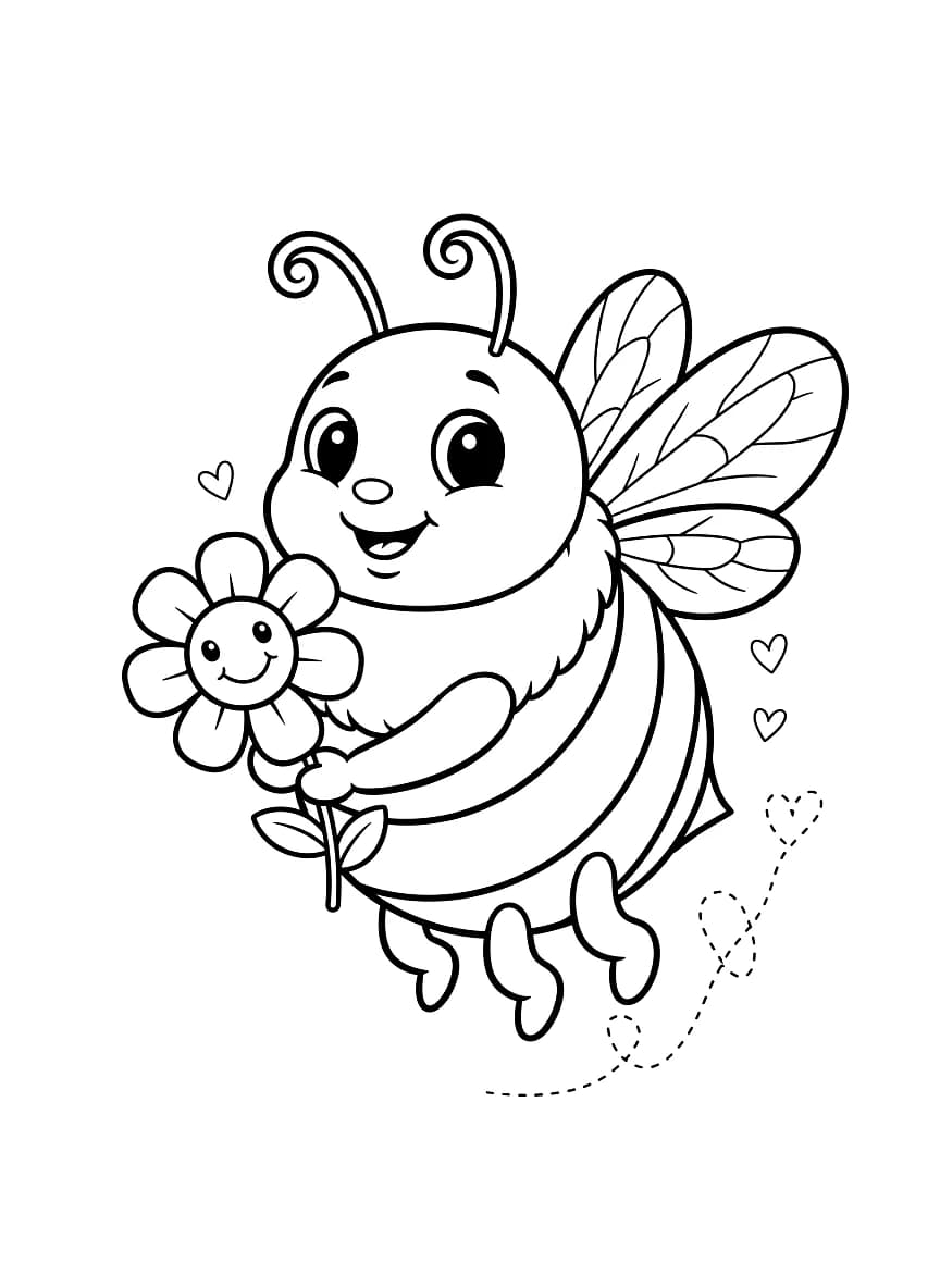 A bee in flight.