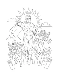 A group of superheroes are standing together.