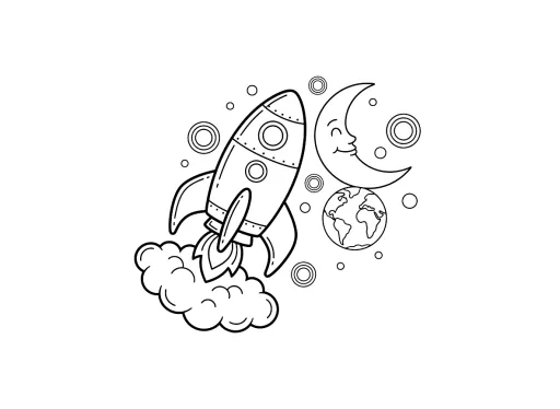 A spaceship flying to the moon.