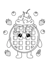 A waffle sits on a plate.