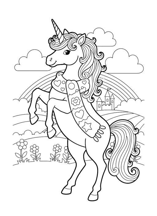 A unicorn with a colorful horn.