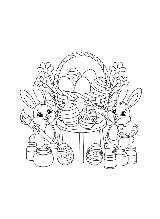 Decoração de ovos coloridos para a Páscoa.