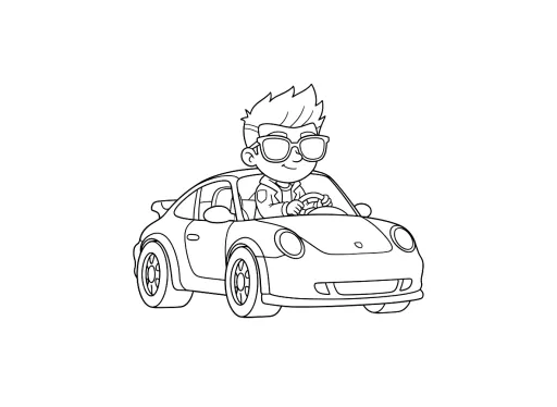 Um carro esportivo com um motorista estiloso.