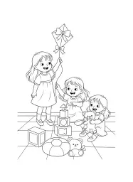 As irmãs brincam juntas com seus brinquedos.