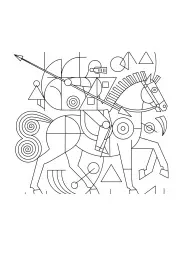A brave knight riding a horse in an abstract geometric style.