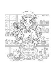 A chef is cooking a delicious cake.