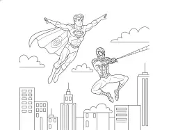 A flying superhero and a web-slinging hero.