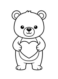 Um urso fofo segurando um coração.