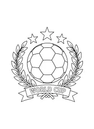 A soccer ball with a laurel wreath and stars, ready for coloring.