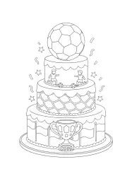 Este é um bolo decorado com motivos de futebol para celebrar a Copa do Mundo.