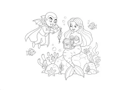 A vampire disturbing a mermaid.