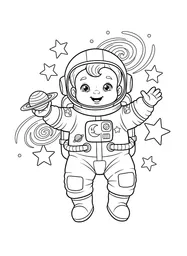 A baby wearing an astronaut suit.