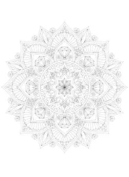 Ein detailliertes Ausmalbild von Verlobungsringen in einem kreisförmigen Mandala-Design.