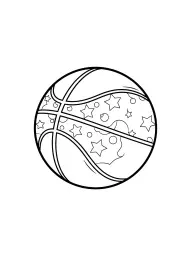 Un ballon de basket décoré d'étoiles et de cercles.